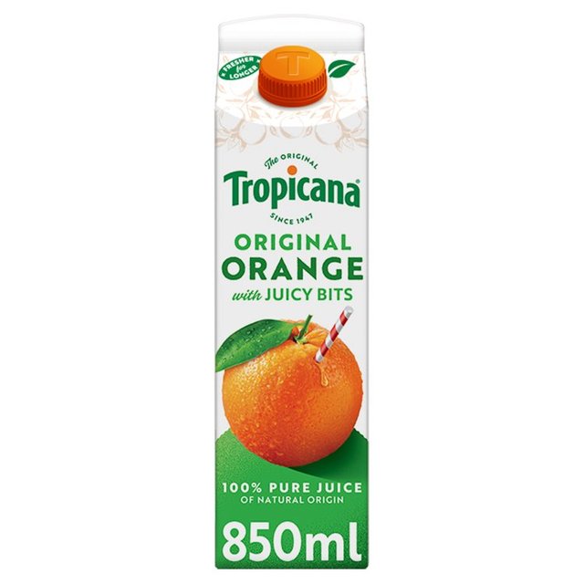 Tropicana Long Life Pure Original Orange Fruit Juice with Bits 850ml GOODS M&S