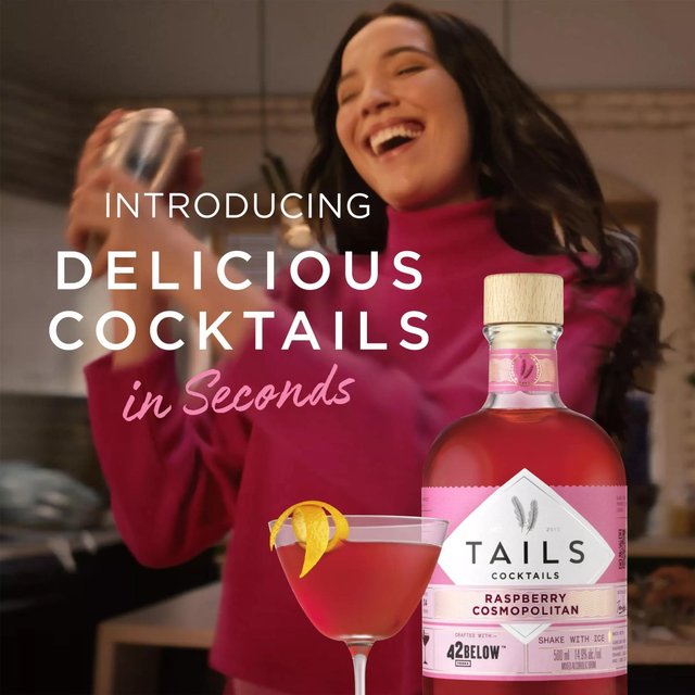 Tails Cocktails Raspberry Cosmopolitan Premixed Vodka Cocktail 500ml GOODS M&S