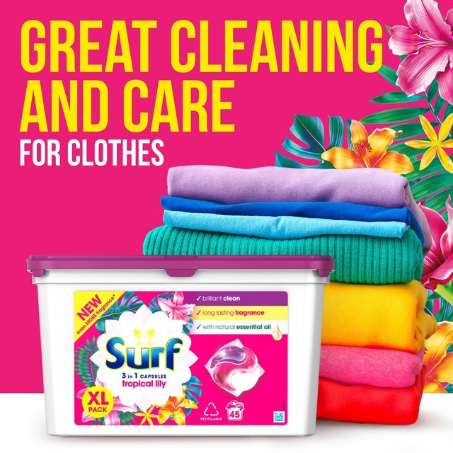 Surf Tropical Lily 3 in 1 Washing Liquid Capsules 45 Wash 45 per pack GOODS M&S