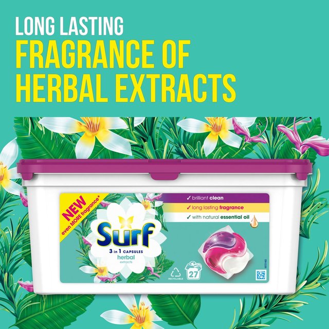 Surf Herbal Extracts 3 in 1 Washing Liquid Capsules 27 Wash 27 per pack GOODS M&S