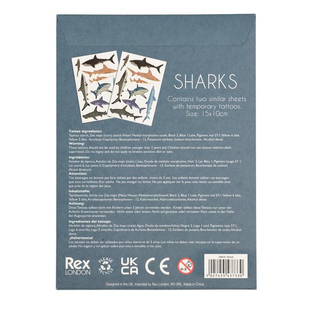 Temporary Tattoos - Shark (2 Sheets)   20 per pack GOODS M&S