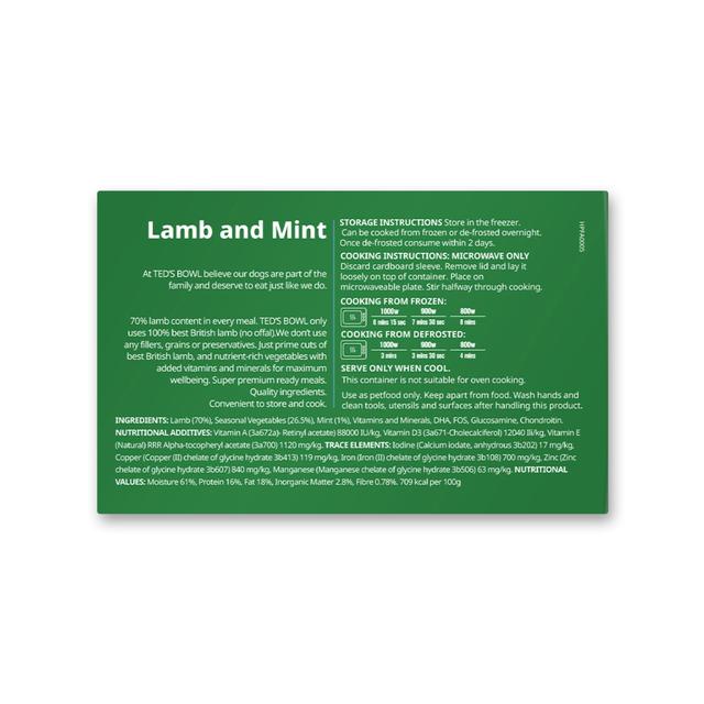 Ted's Bowl Lamb with Mint for Adult Dog 300g GOODS M&S