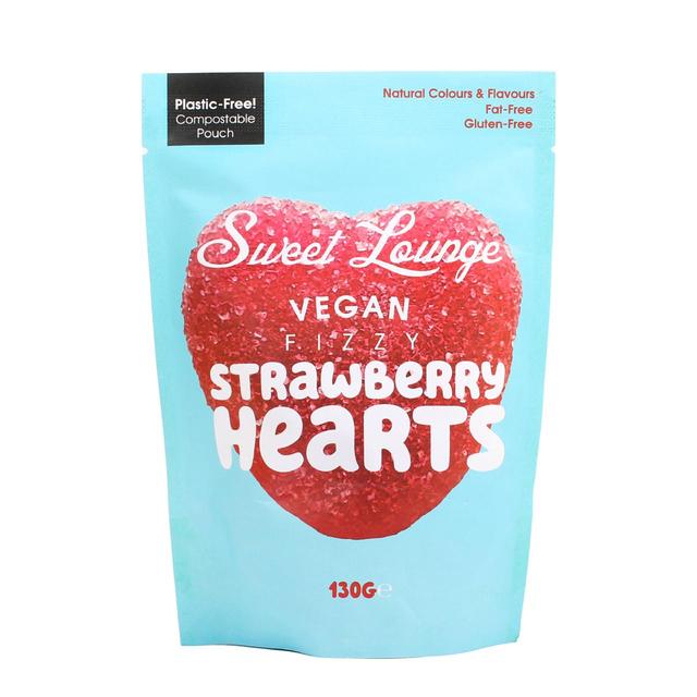 Sweet Lounge Vegan Fizzy Strawberry Hearts 130g GOODS M&S