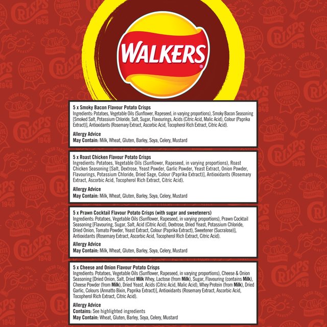 Walkers Meaty Variety Multipack Crisps 20 per pack GOODS M&S