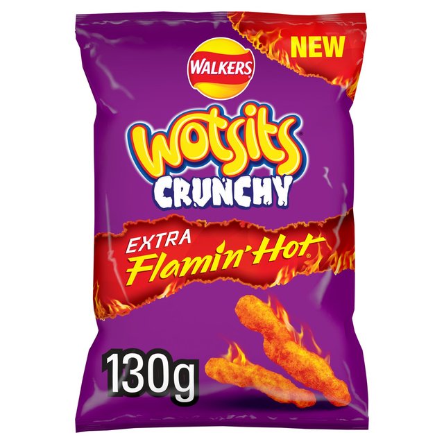 Walkers Wotsits Crunchy Extra Flamin' Hot Sharing Bag Snacks 130g GOODS M&S