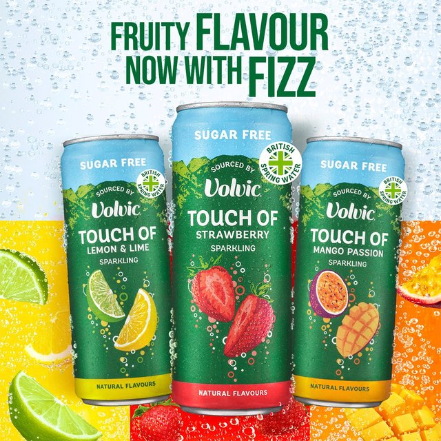 Touch of Strawberry Sparkling Sugar Free Flavoured Water by Volvic 4 x 330ml GOODS M&S