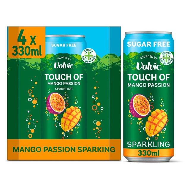 Touch of Mango Passion Sparkling Sugar Free Flavoured Water by Volvic 4 x 330ml GOODS M&S