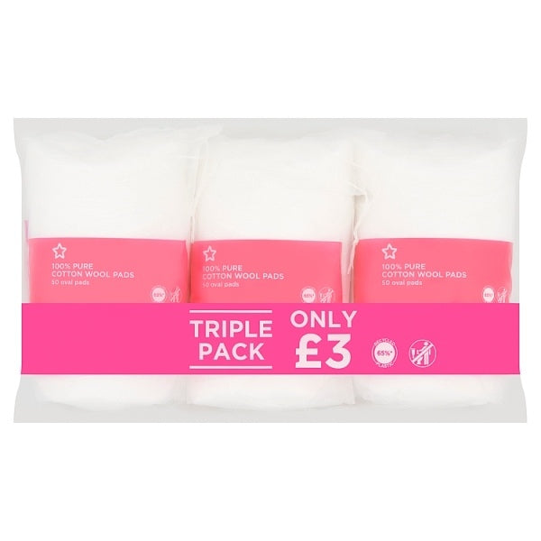 Superdrug 100% Pure Cotton Wool Pads - 50 Oval Pads - McGrocer