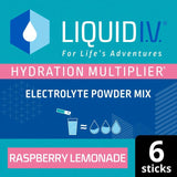 Liquid IV Hydration Multiplier Electrolyte Powder Mix Food Supplement Raspberry Lemonade Sachets x6
