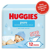 Huggies Pure Plastic Free Baby Wipes 12 x 48