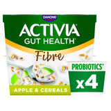 Activia Fibre Apple Cereals Breakfast Gut Health Yoghurt 4x115g