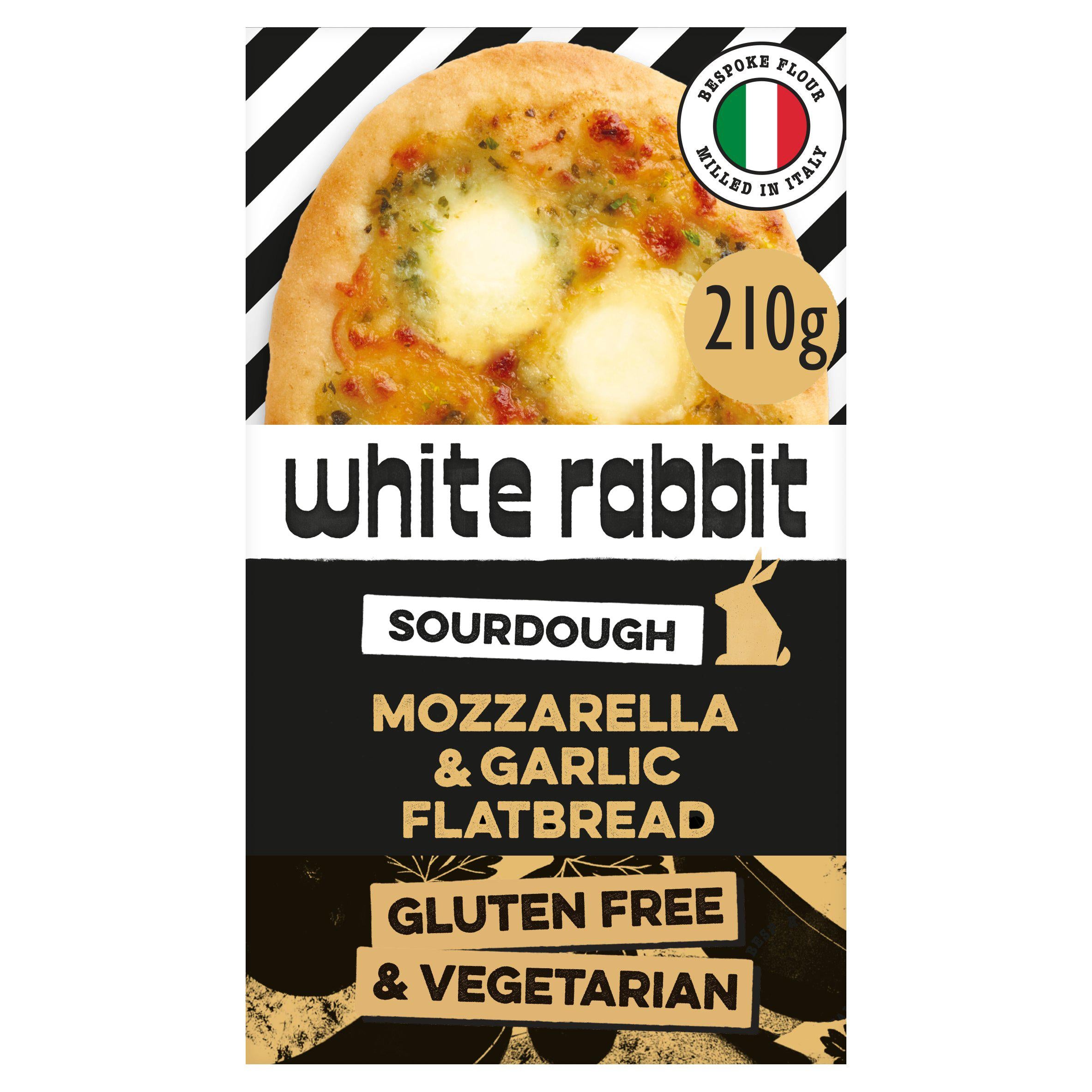 White Rabbit Sourdough Mozzarella & Garlic Flatbread 210g GOODS Sainsburys