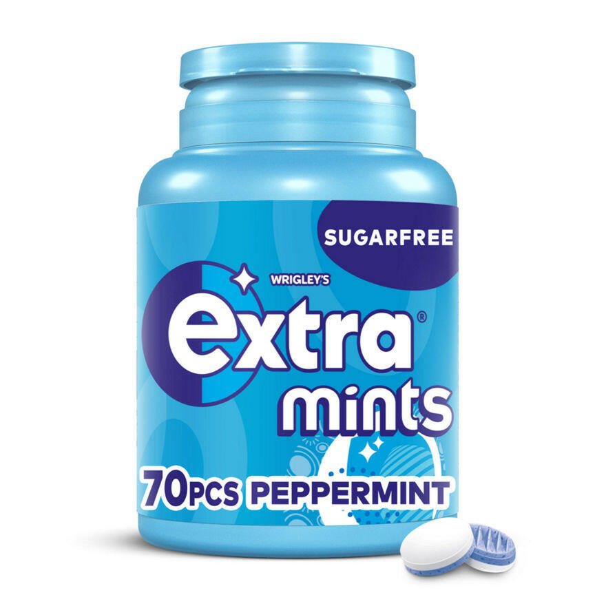 Wrigley's Extra Mints Peppermint Sugar Free Bottle 70 Pieces Snacks & Confectionery ASDA