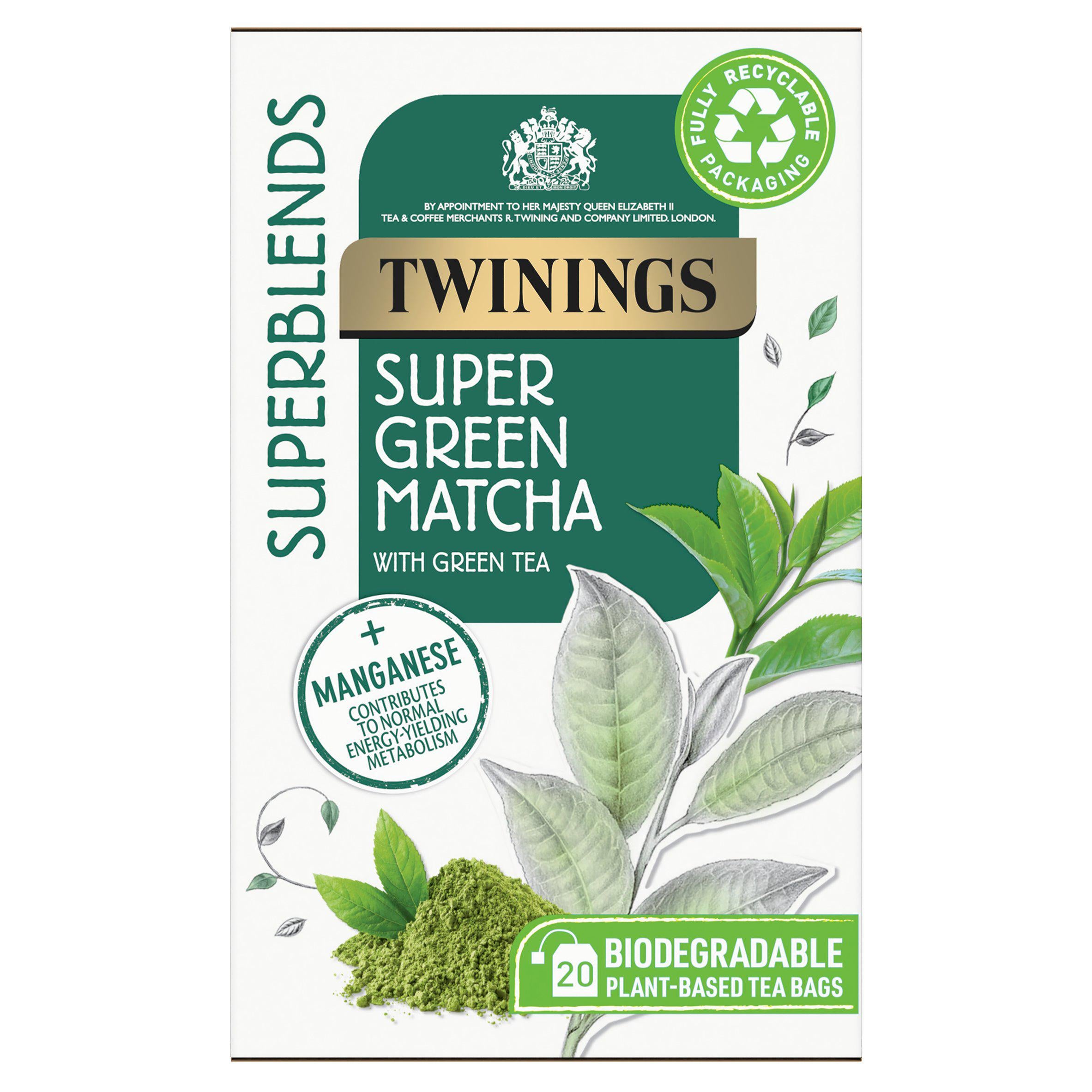Twinings Superblends Super Green Matcha Plant-Based Tea Bags 40g x20 GOODS Sainsburys