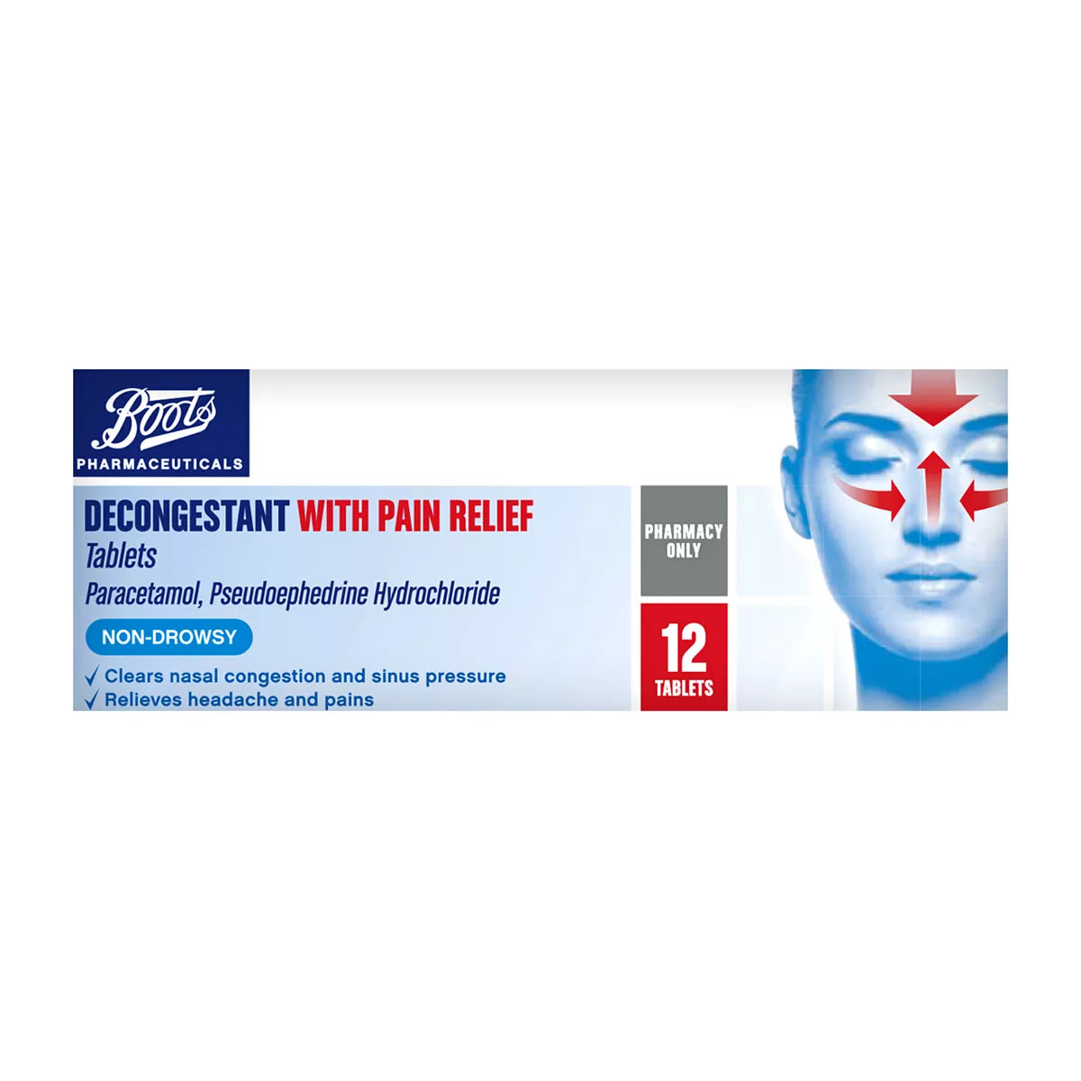 Boots Decongestant with Pain Relief Tablets - 12 Tablets - McGrocer