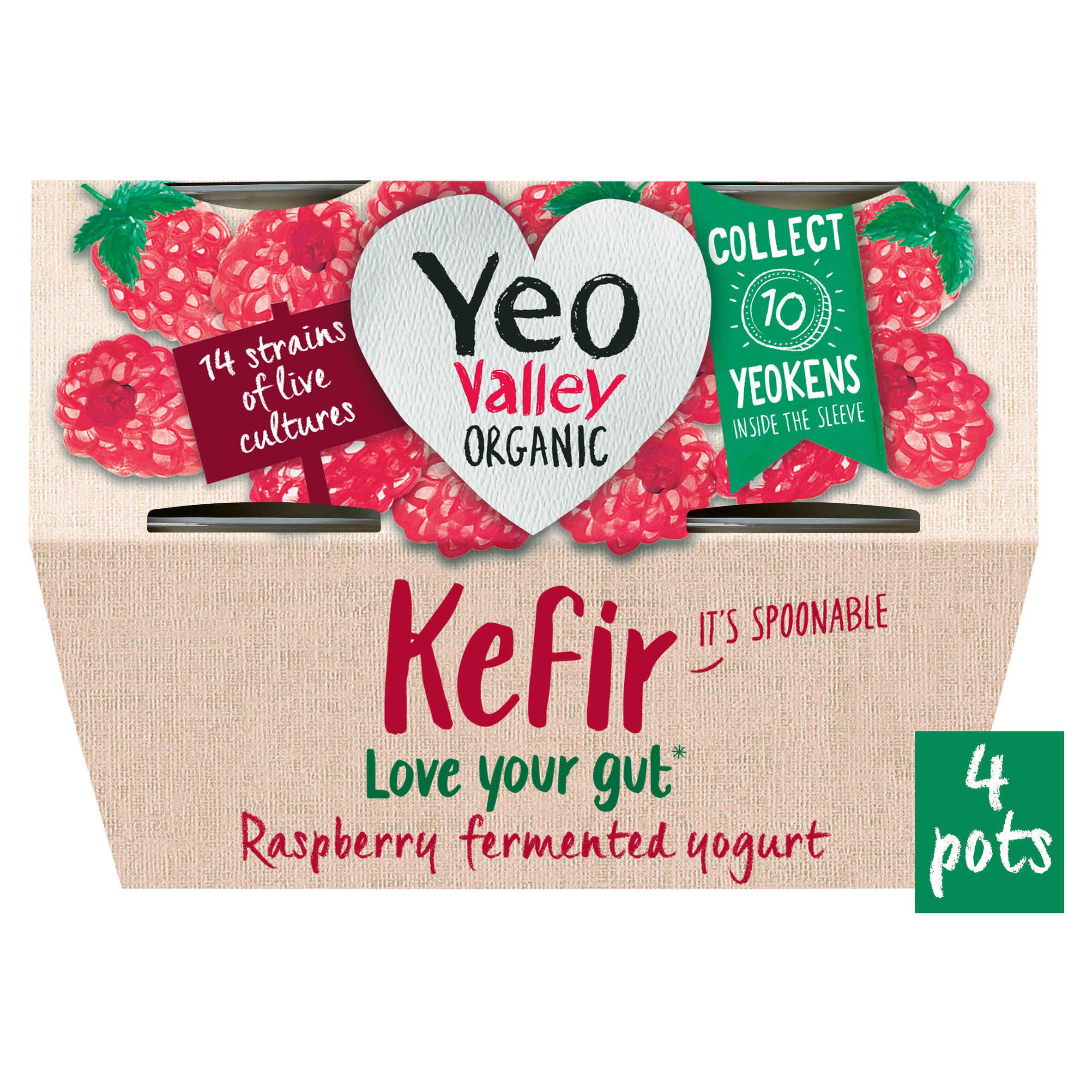 Yeo Valley Organic Kefir Raspberry Yogurt Pack 4x100g GOODS Sainsburys
