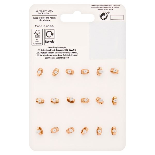 Superdrug Mix Gold Tone 9 Stud Pack GOODS Superdrug
