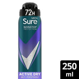 Sure Men Antiperspirant Deo Aerosol Nonstop Active 150ml GOODS Superdrug 250ML