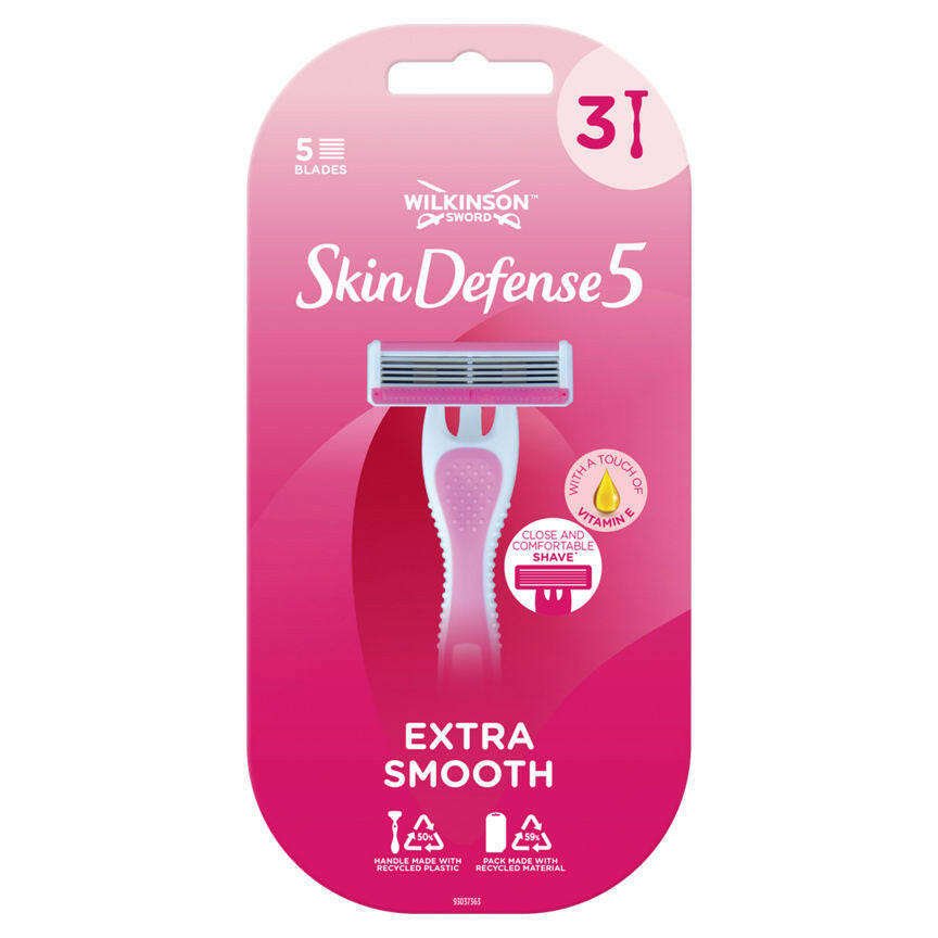 Wilkinson Sword Skin Defense 5 Womens Disposable Razors Women's Toiletries ASDA