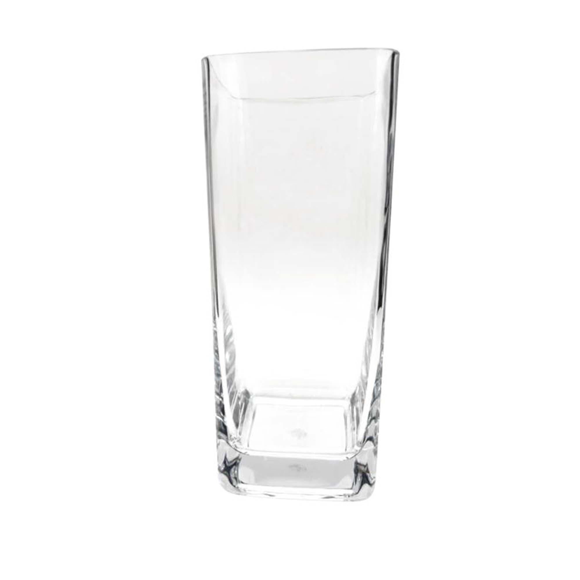 Habitat Medium Round Edge Square Glass Vase - Clear - McGrocer