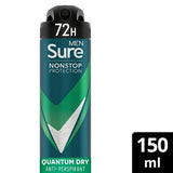 Sure Men Antiperspirant Deo Aerosol Nonstop Quantum 150ml GOODS Superdrug 150ML