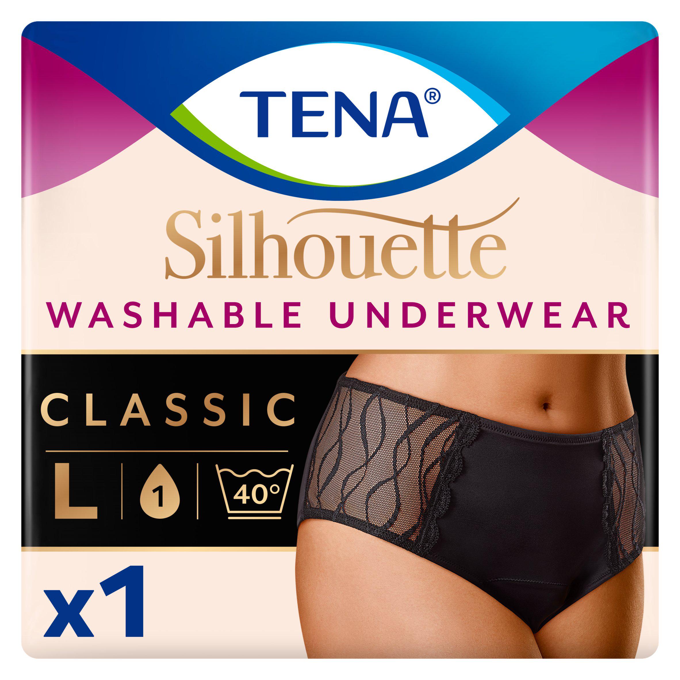 Tena Silhouette Washable Absorbent Underwear Classic Black L GOODS Sainsburys