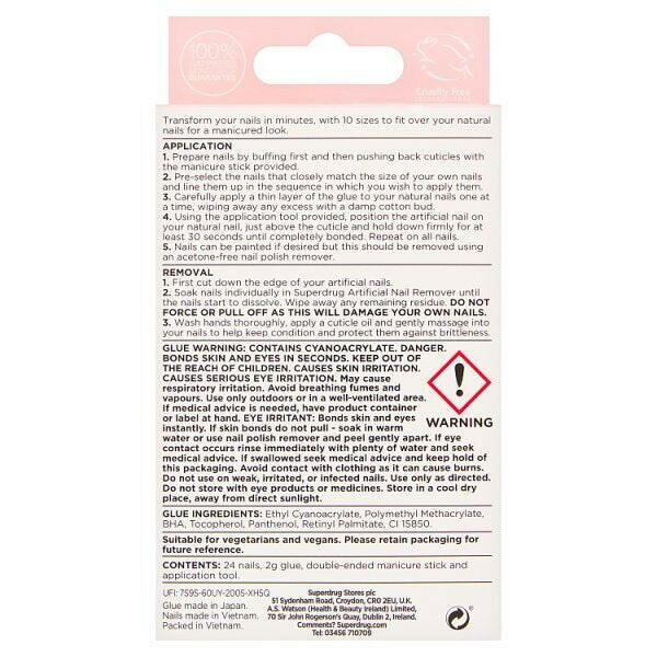 Superdrug Finishing Touches Fake Nails Short Pink GOODS Superdrug