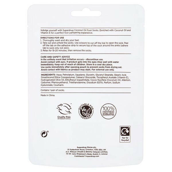 Superdrug Coconut Oil Pampering Foot Mask with Foot Socks GOODS Superdrug