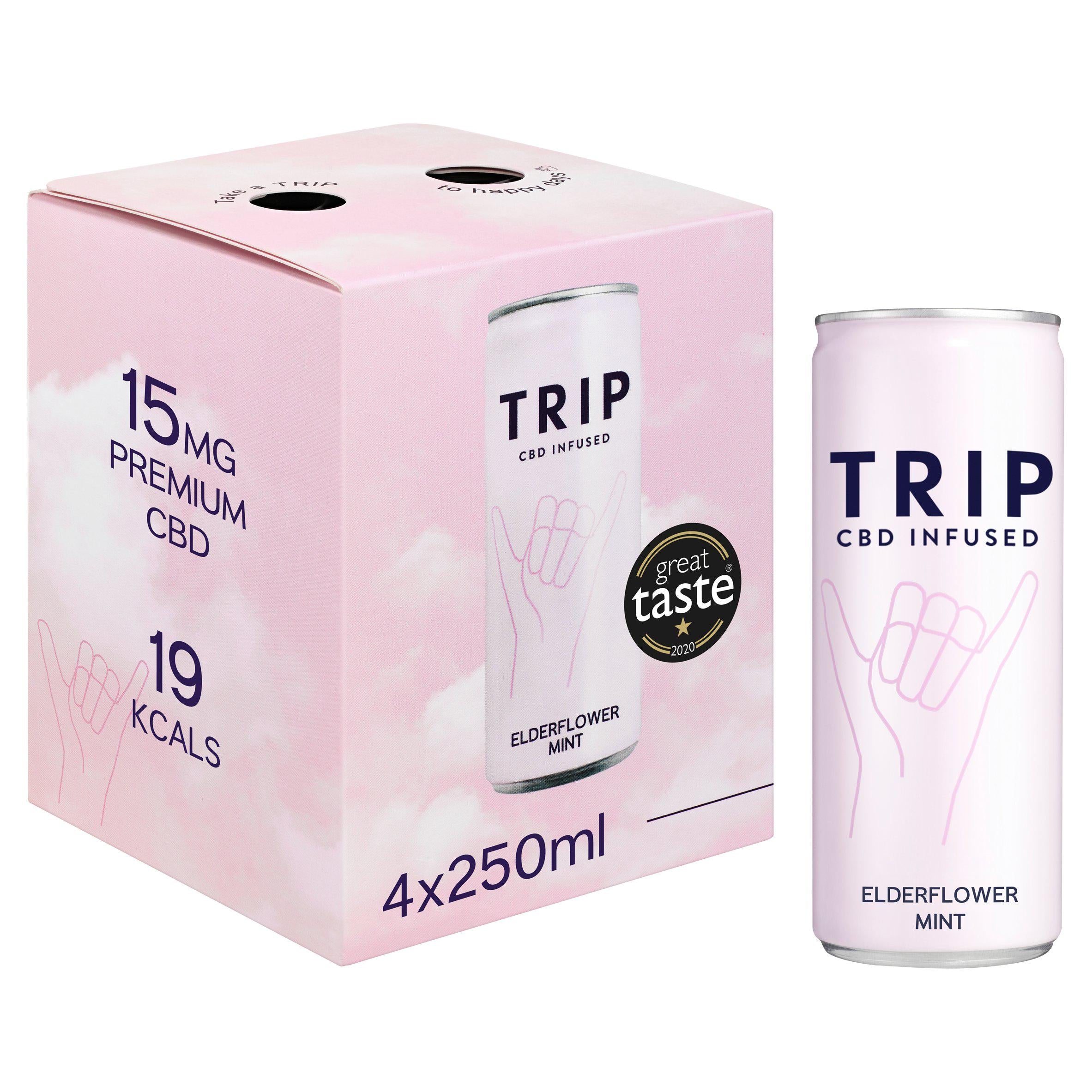 Trip CBD Infused Elderflower Mint 4x250ml GOODS Sainsburys