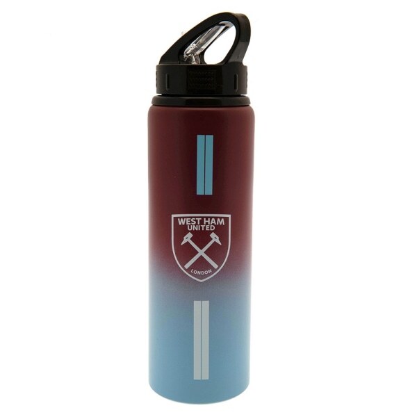 West Ham United FC Stripe Aluminium Water Bottle GOODS Superdrug