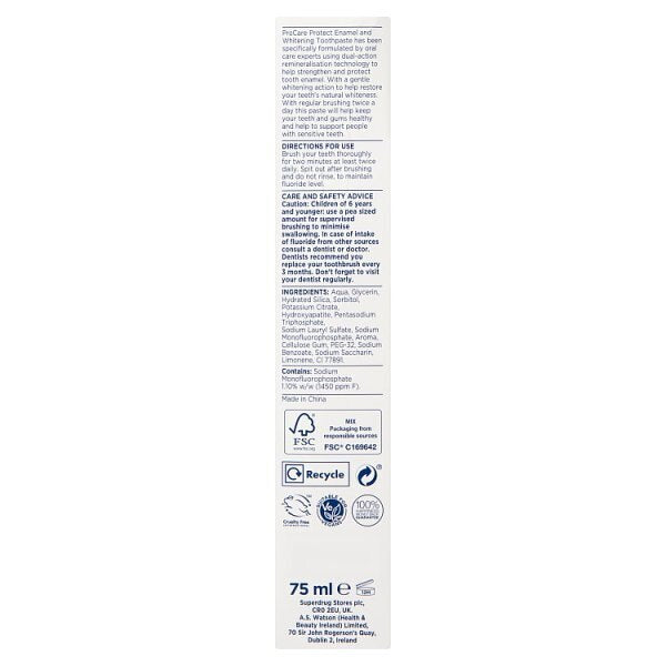 Superdrug ProCare Enamel Protect with Gentle Whitening Toothpaste 75ml GOODS Superdrug
