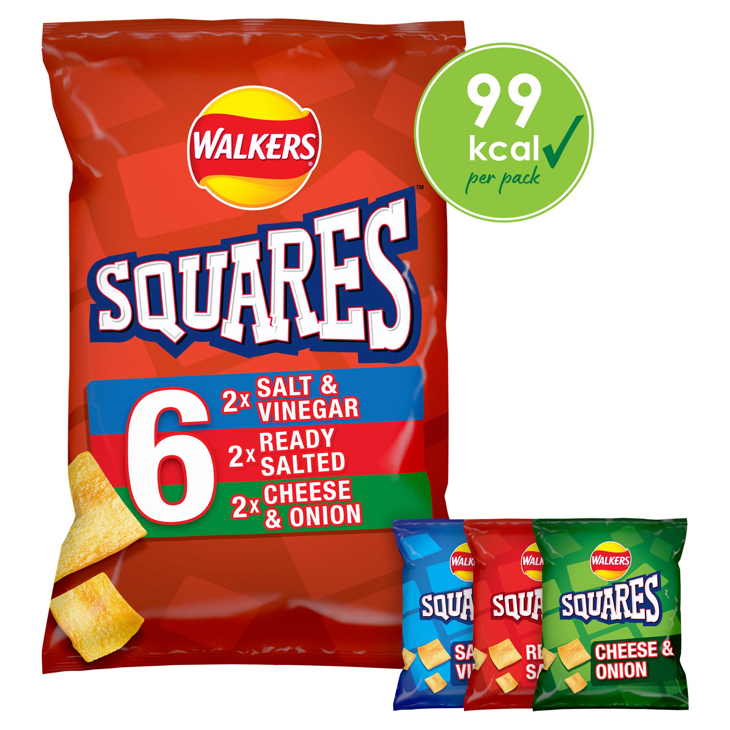 Walkers Squares Variety Multipack Crisps Snacks 6x22g GOODS Sainsburys