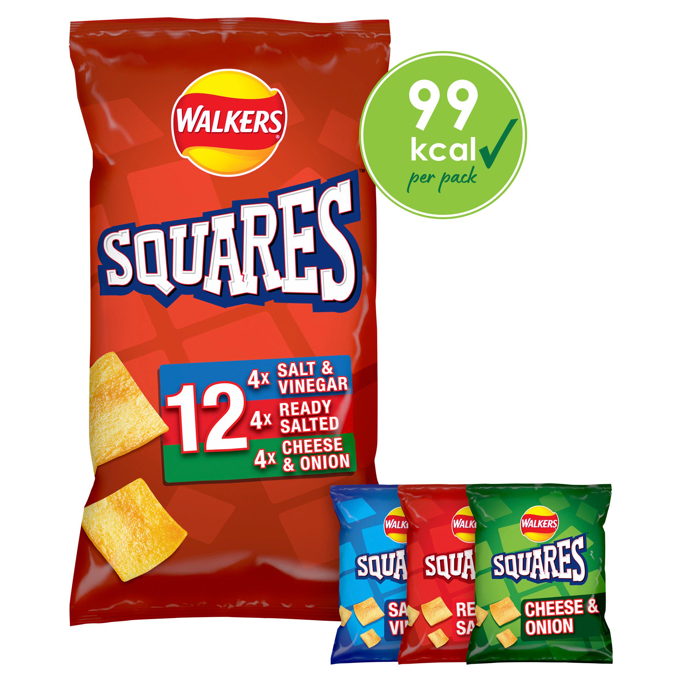 Walkers Squares Variety Multipack Crisps Snacks 12x22g Sharing crisps Sainsburys