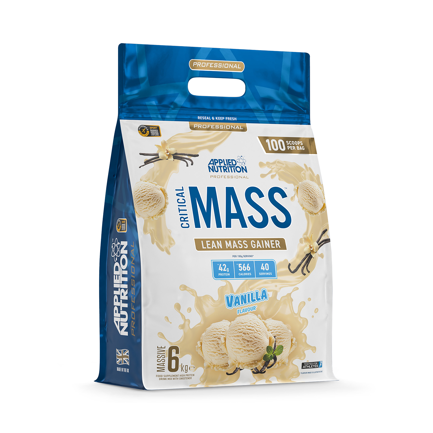 Applied Nutrition Critical Mass Professional Lean Mass Gainer Strawberry 2.4kg (16 Servings) - 999284