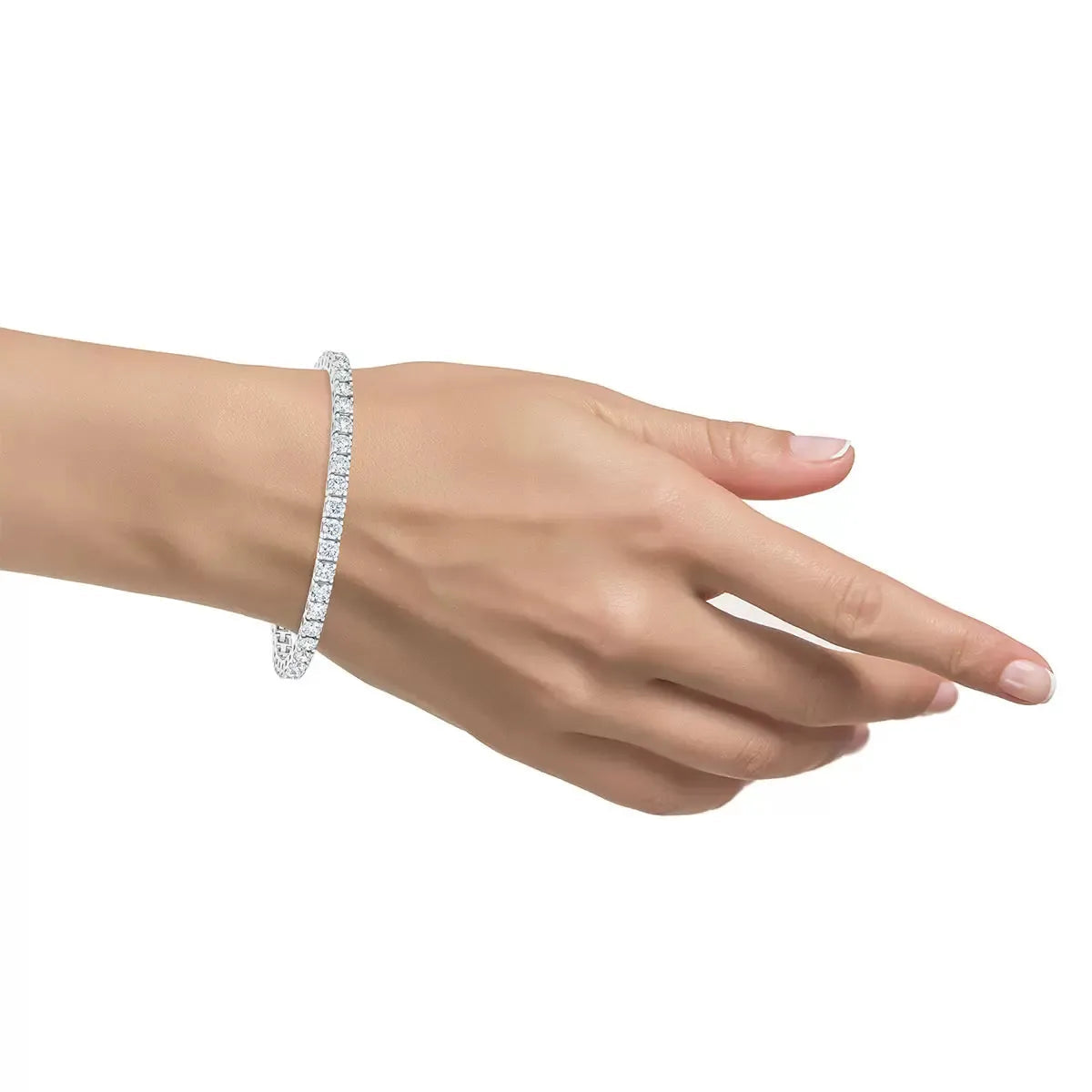 8.00ctw Round Brilliant Cut Diamond Tennis Bracelet, 18ct White Gold - McGrocer