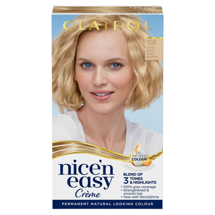 Clairol Nice’n Easy Permanent Hair Dye 10B Extra Light Beige Blonde GOODS ASDA