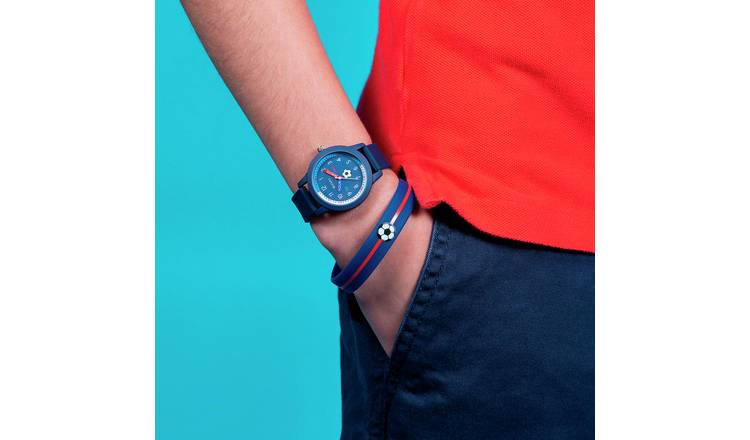 Tikkers Kids Blue Football Silicone Strap Watch Gift Set GOODS Argos