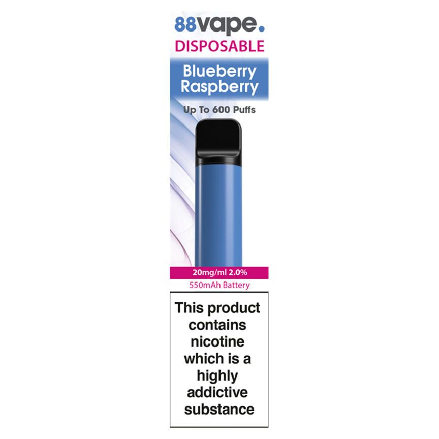 88Vape Disposable Blueberry Raspberry - McGrocer