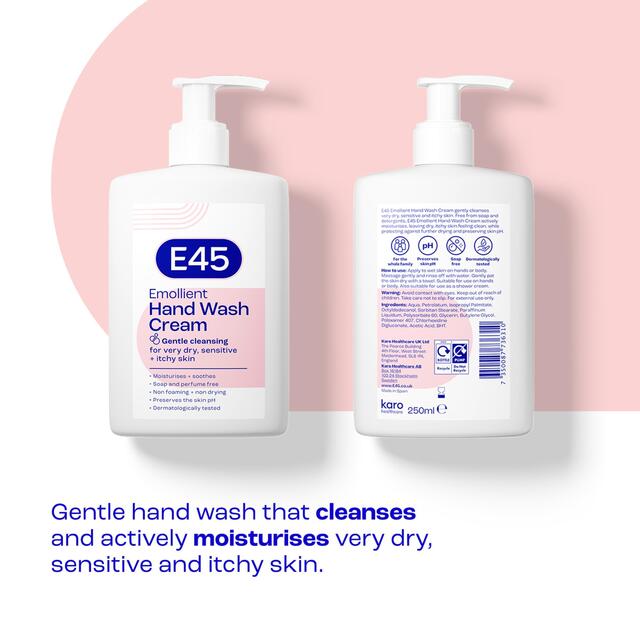 E45 Emollient Wash Cream gentle cleansing for very dry skin Pump 250ml - McGrocer