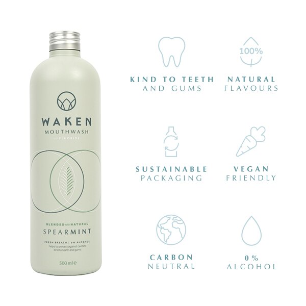 Waken Vegan Mouthwash Spearmint 500ml GOODS Superdrug