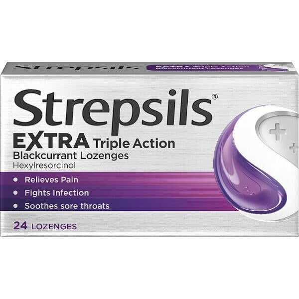 Strepsils Extra Blackcurrant Sore Throat Lozenges 24s GOODS Superdrug