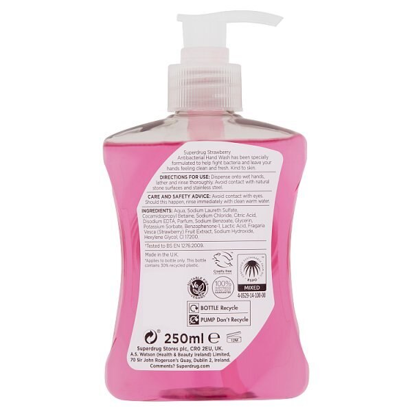 Superdrug Antibacterial Strawberry Handwash 250ml GOODS Superdrug