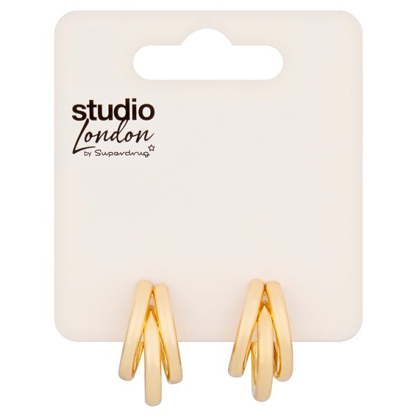 Superdrug Studio Gold Tone Triple Row 20 MM Hoops GOODS Superdrug