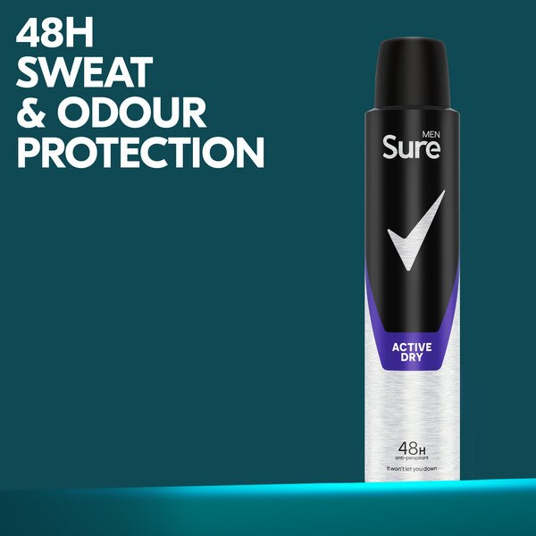 Sure Men Antiperspirant Deo Aerosol Essential Active 200ml GOODS Superdrug