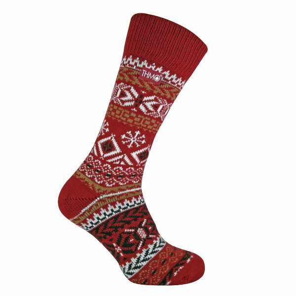 THMO Mens Vintage Thermal Wool Blend Socks 6-11 UK GOODS Superdrug Fairisle Red