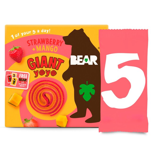 BEAR GIANT Fruit Yoyos Strawberry & Mango Multipack 5 x 20g - McGrocer
