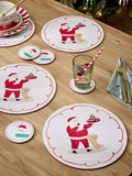 Set of 4 White Christmas Santa Cork Back Placemats and Coasters
