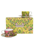 Designers Guild Ikebana Damask Tea Cups and Saucers Set Of 4
