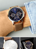 PMC Personalised Mens Rose Gold Watch with Brown Strap