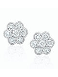 The Diamond Store 9K White 0.50ct Lab Diamond Cluster Flower Earrings Set